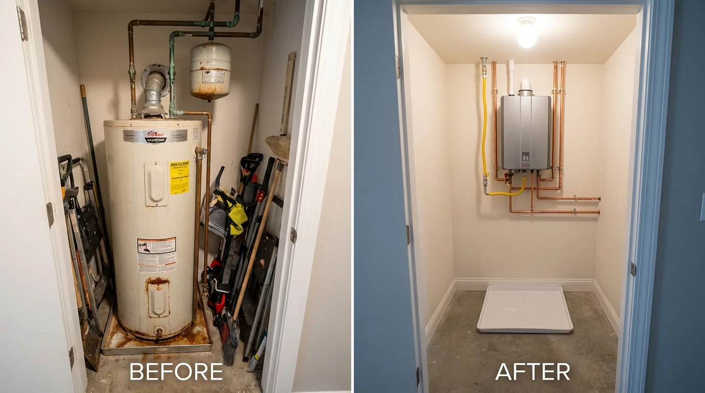 Tank water heater versus wall-mounted tankless unit comparison for Deer Park, TX homeowners